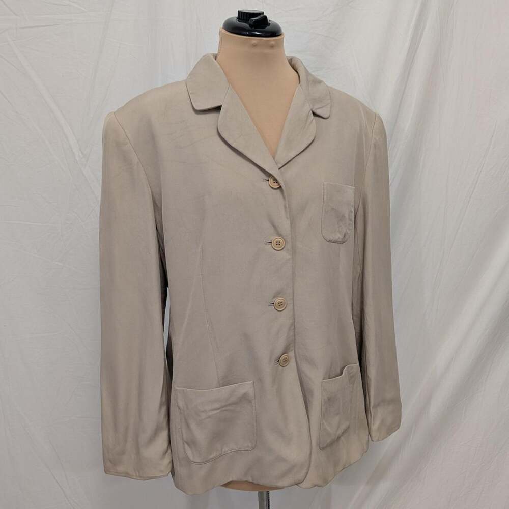 Jones New York Country taupe silk blazer, size 16